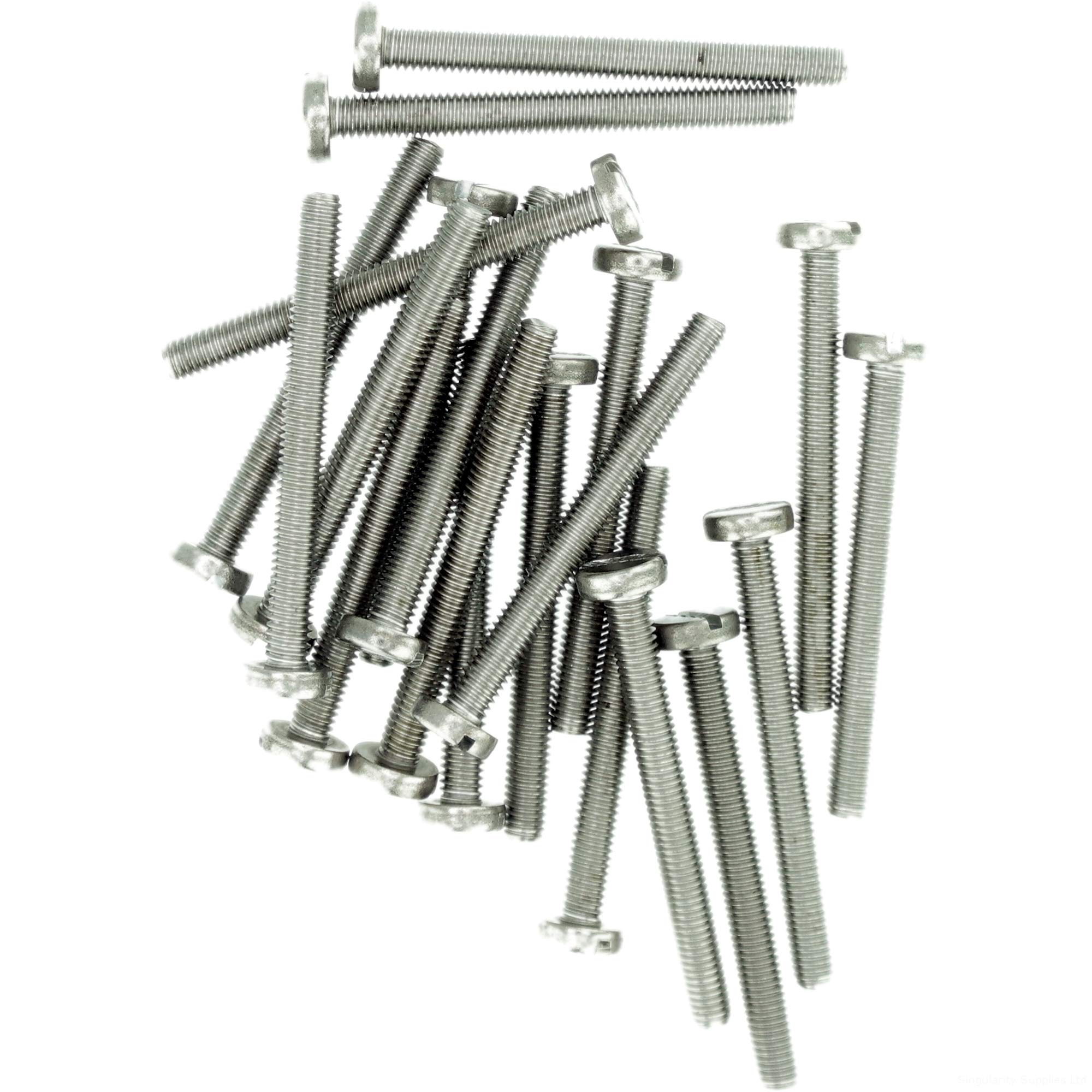Singularity Supplies M3.5 (3.5Mm X 25Mm) Slot Pan Machine Screw (Bolt) - Stainless Steel (A2) (Pack Of 20)