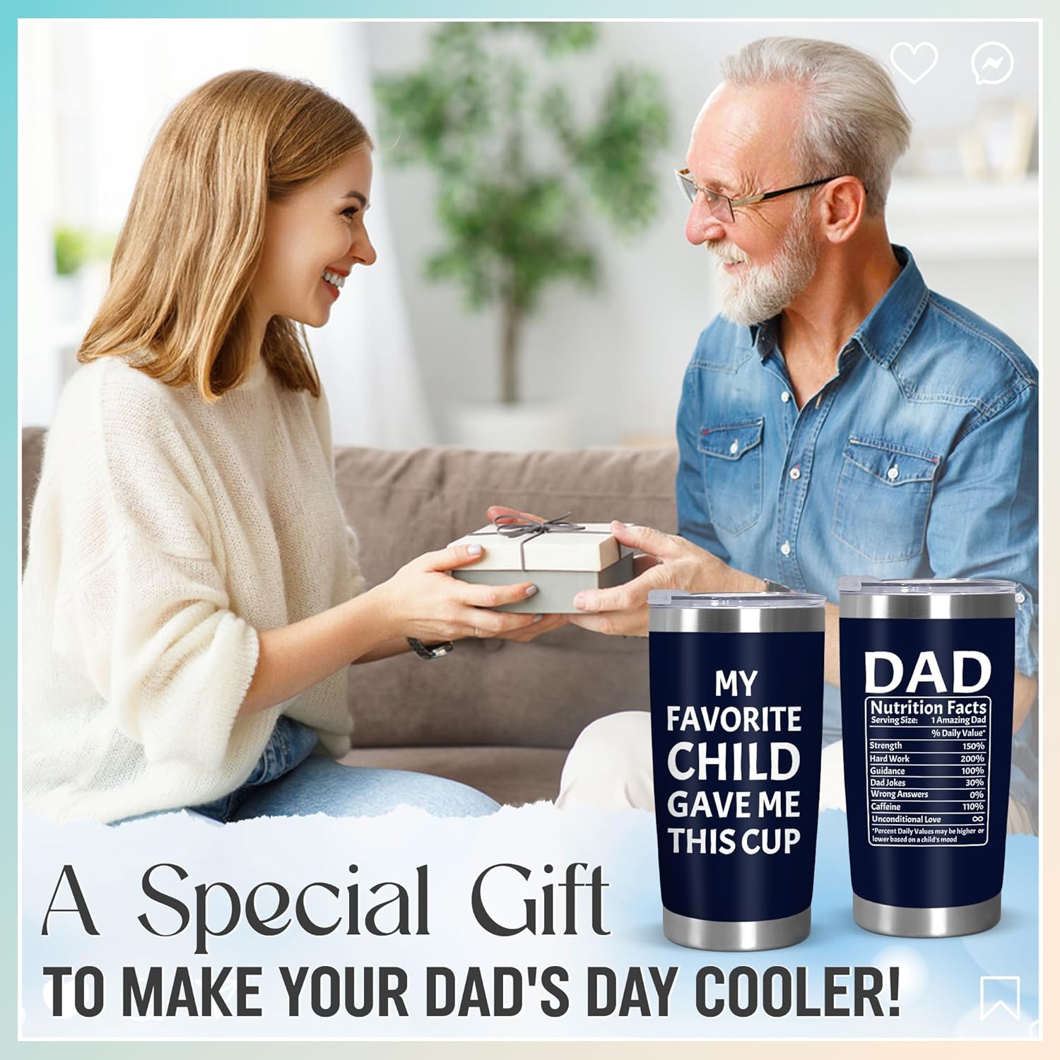 TEEZWONDER Birthday Gifts for Dad from Daughter Son Wife Kids - 20 oz Stainless Steel Insulated Coffee Tumbler - Father's Day Gifts Grandpa Gift, Mens Birthday Gift Ideas - Image 2