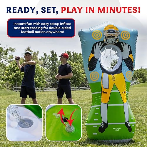 Miniatura 5 de Inflatable Football Target - Double-Sided Toss Training Game with Mini Footballs - Fun Kids Throwing Football Games for Indoors, Outdoors,