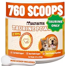 8.11 oz Pure Taurine Powder for Cats & Dogs for Heart Health | 760+ Servings Unscented Taurine Supplement Powder for Cats & dogs, Heart & Eye Supplements, Suitable for All Cats and Dogs