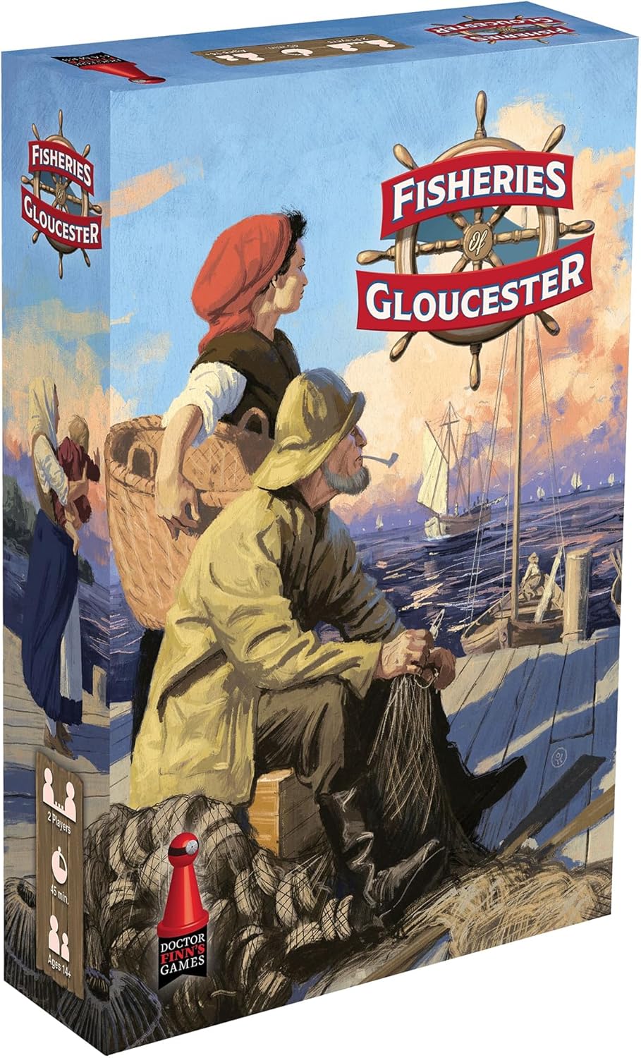 Doctor Finn's Games: Fisheries of Gloucester - 19th Century New England Fishing Strategy Board Game, Ages 14+, 2 Players, 30 Min