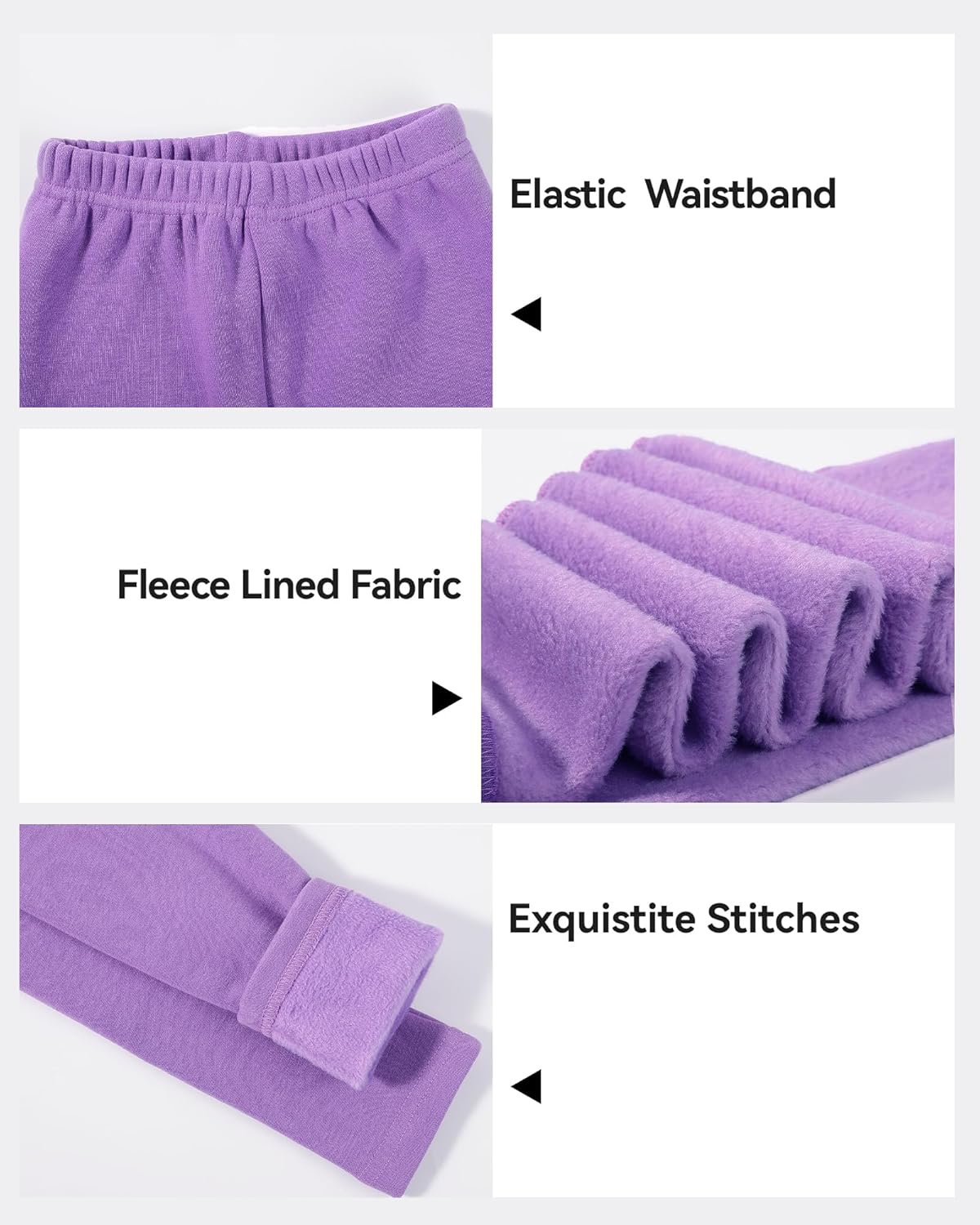 KEREDA Girls Fleece Lined Leggings Pack of 2 Winter Warm Pants Girls Clothes - Image 5