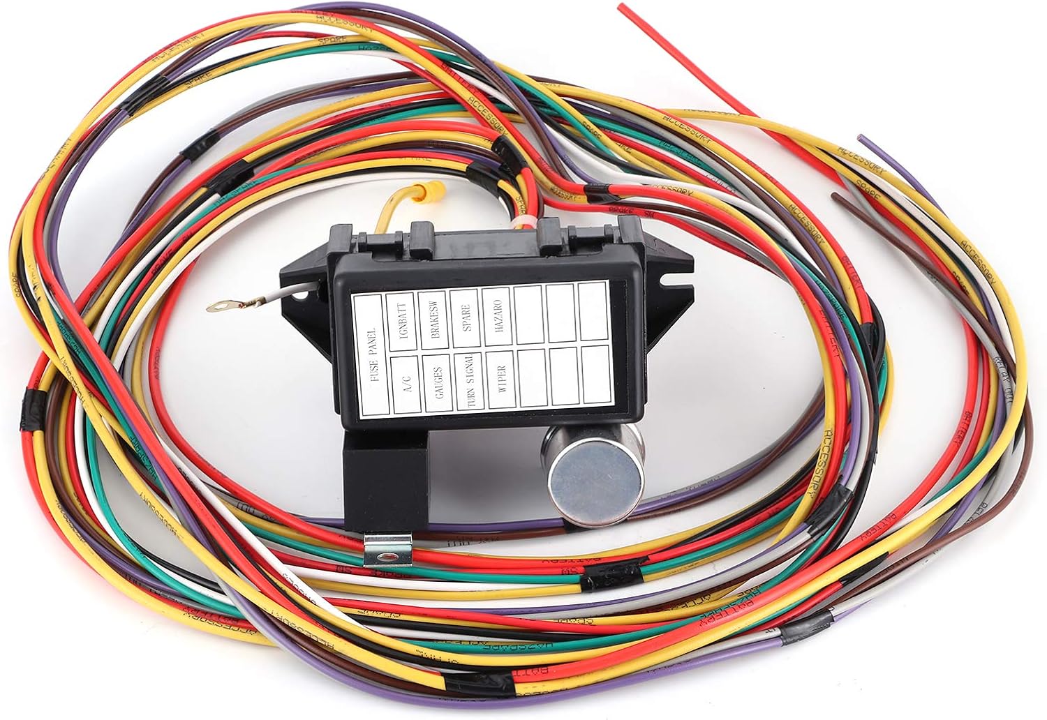 Rosvola Copper Wire 8 Circuit Wire Harness Kit, Universal, Plug and Play, Perfect for Hot Rods, Rat Rods, Gassers or Custom Applications