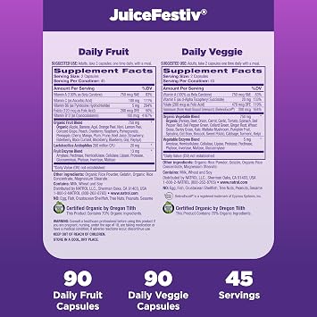 Natrol JuiceFestiv, Vitamins and Supplements for Nutrition & Well-Being, Antioxidants for Cellular Health, 90 Capsules (2-Count), Up to a 45 Day Supply
