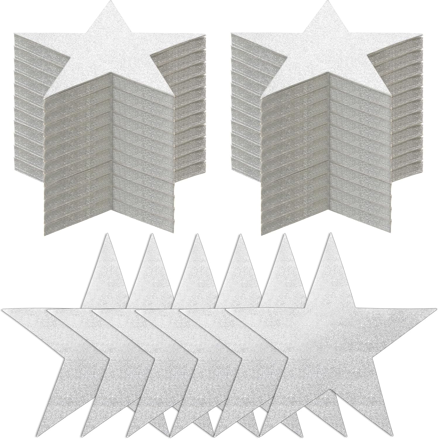 Amazon.com: 320 Pcs Silver Glitter Star Cutouts Paper Glitter Stars