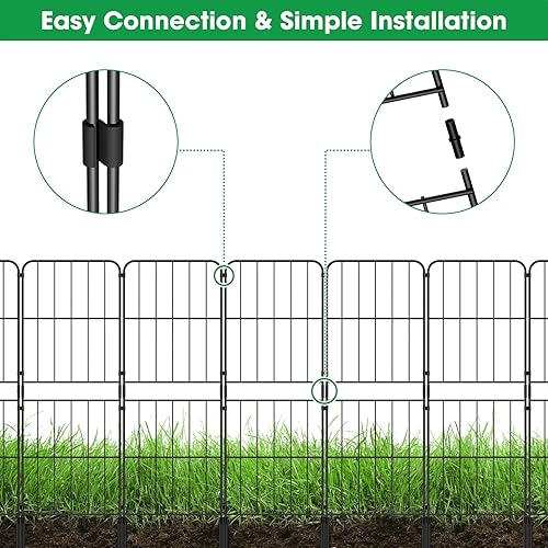 Miniatura 4 de OUSHENG Valla decorativa de jardín de 38 pulgadas de alto, 10 pies de largo, barrera de alambre de metal inoxidable con estacas de plástico para