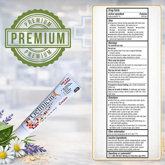 Gelmicin Cream 40g Skin Allergies, Skin Itch, Skin Rashes, Poison Ivy Relief- Contains 1.41 oz