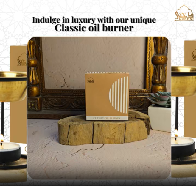 Classic Essential Oil Burner by Dukhni | Candle Diffuser & Free Oud Oil | Use for Fragrance Oil & Diffuser Oils | Home Aromatherapy, Prayer, Stress Relief, Meditation & Massage, Islamic Gift