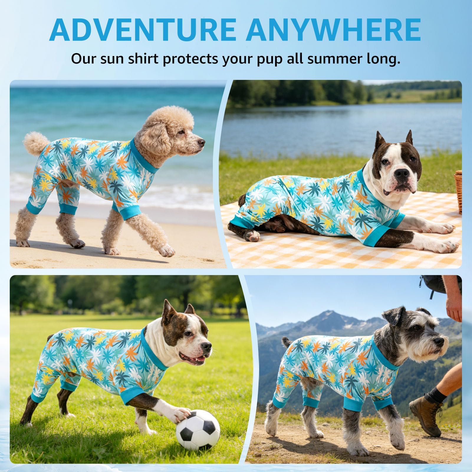 SCENEREAL Chemise de soleil pour chien, gilet rafraîchissant, séchage rapide, respirant, combinaison légère pour animal domestique, résistant à la saleté, contrôle de la perte des poils, pour chiens