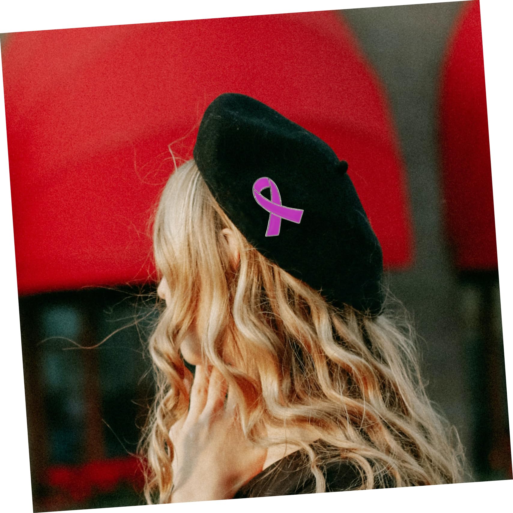 30pcs Purple Ribbon Brooches Zinc Alloy Charity Pins Anti-Violence Breastp