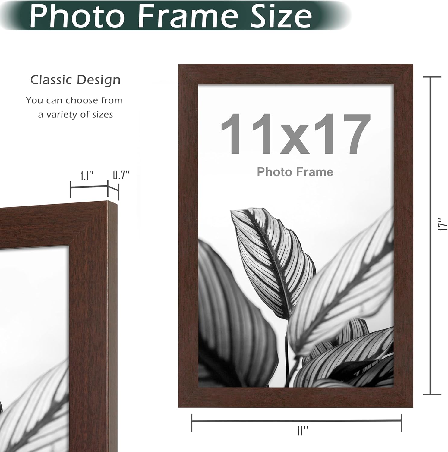 FrameWorks 11”x17” Wooden Poster Frame, Classic Mahogany Matte Edged Frames w/Shatterproof Acrylic Glass, Photos, Posters, Prints, Wall Decor – Home, Office, Gallery Display - Mahogany - 2 Pack