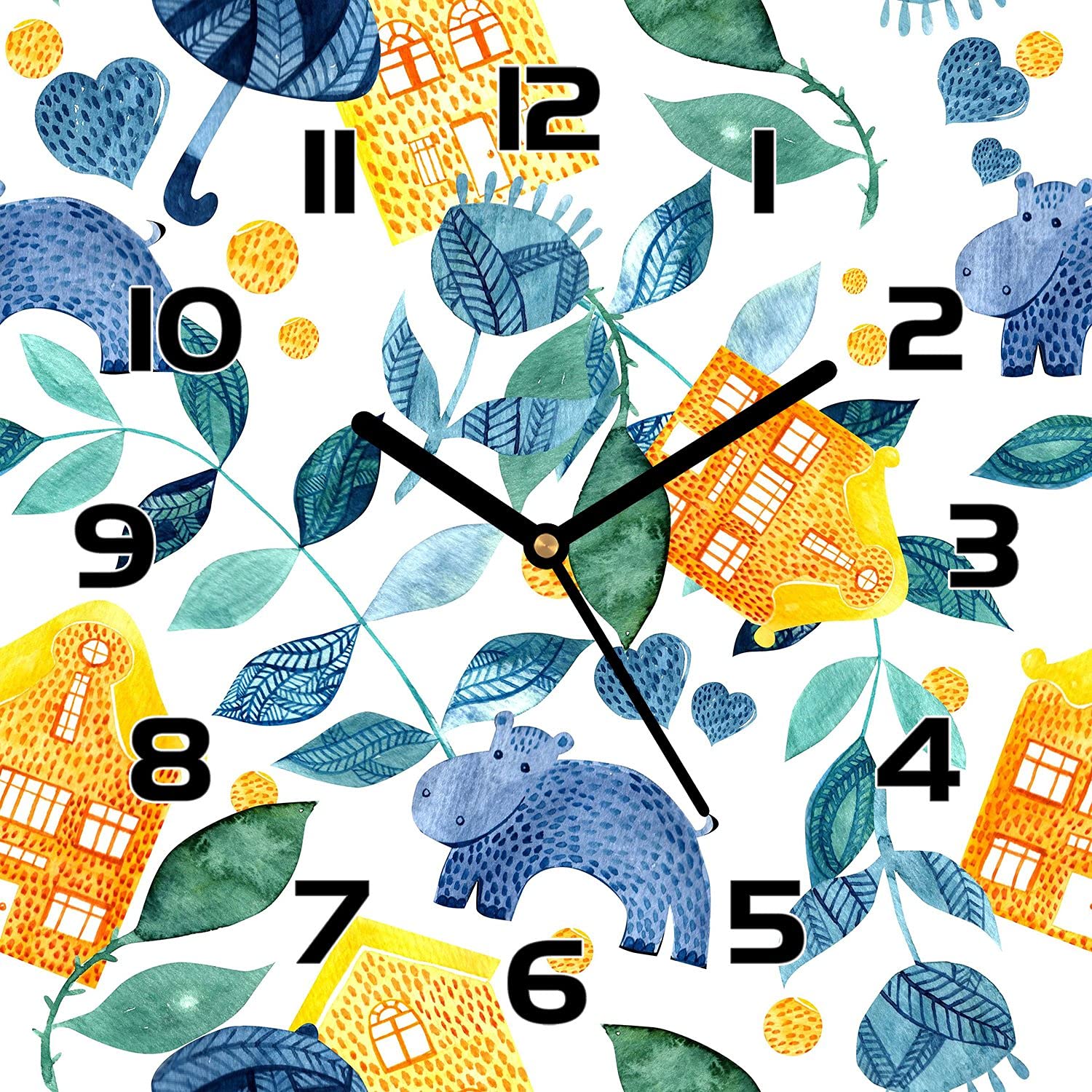 Horloge en verre moderne pour salon et cuisine design motif Maisons D'hippo