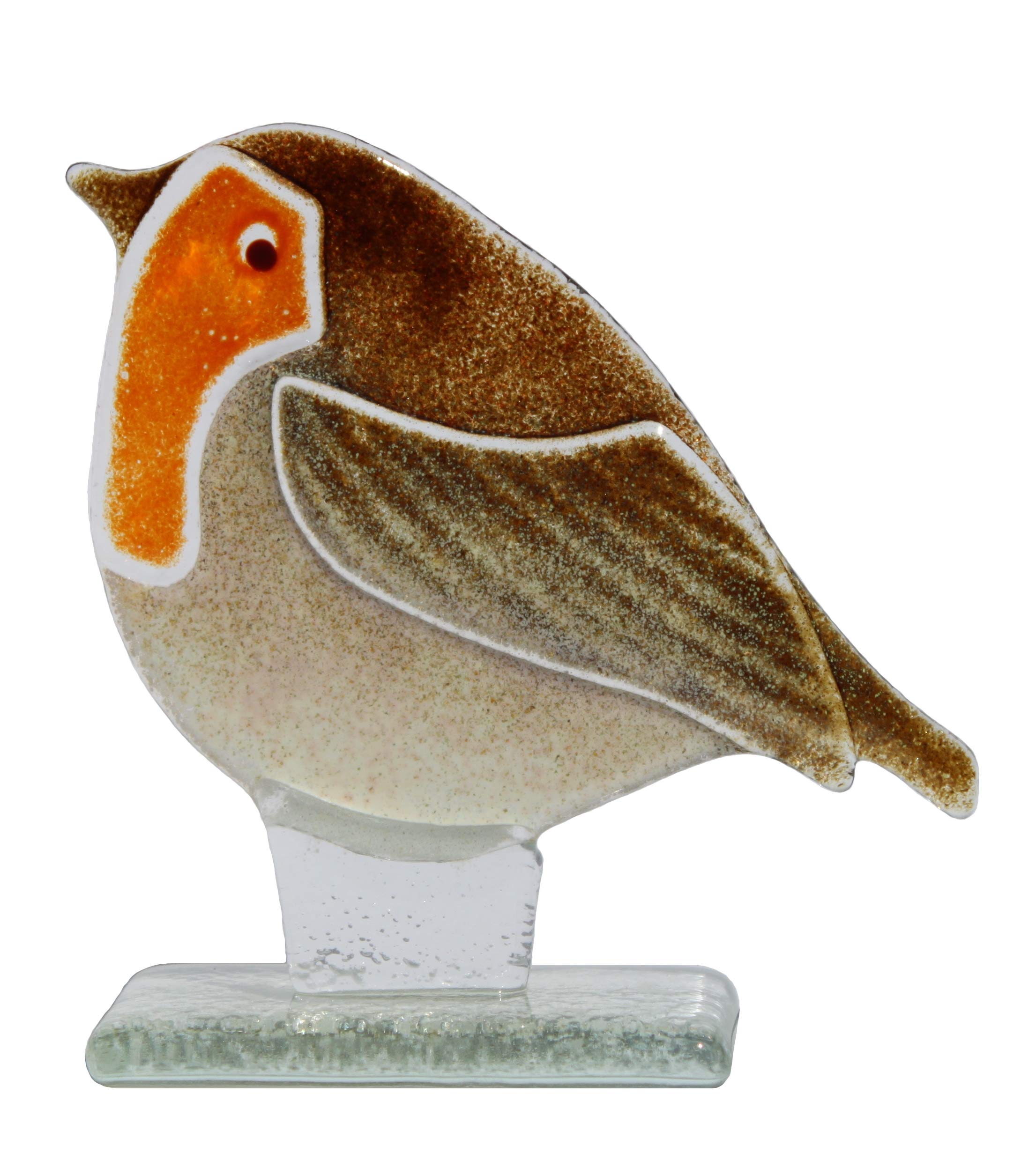 D&J Glassware Clear Fused Glass Robbie Robin