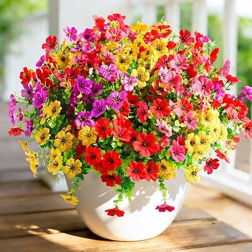 Cherica Künstliche Blumen für den Außenbereich, 12 Stück, Kunstblumen aus Kunsts
