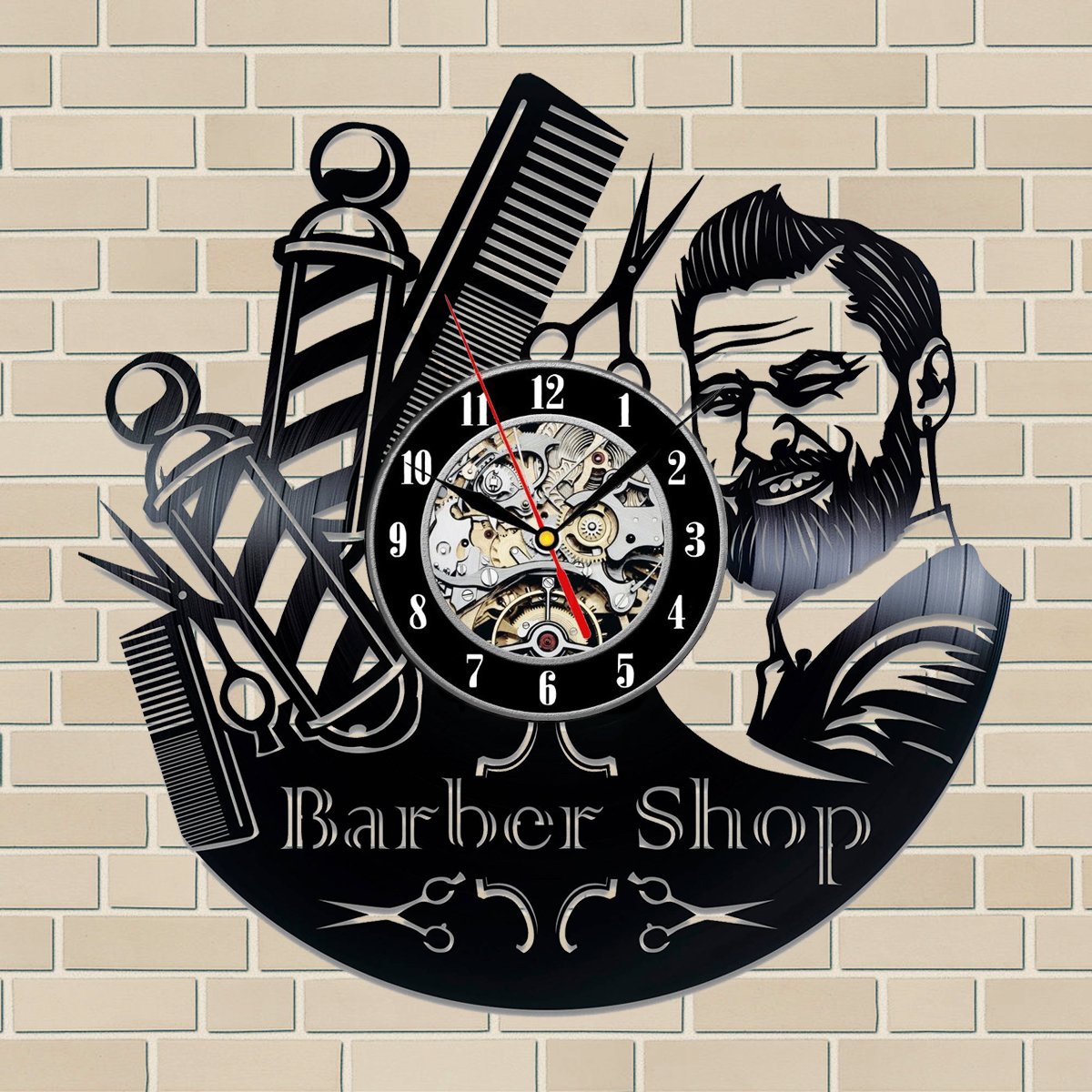Barber Shop Gift Vinyl Record Wall Clock Fan Black Room Idea …
