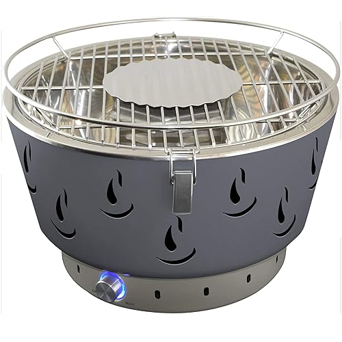 JAK BBQ Airbroil J 100 Barbacoa de carbón para mesa gris, barbacoa de carbón para exterior con ventilación ajustable, incluyendo bolsa de transporte, parrilla de camping