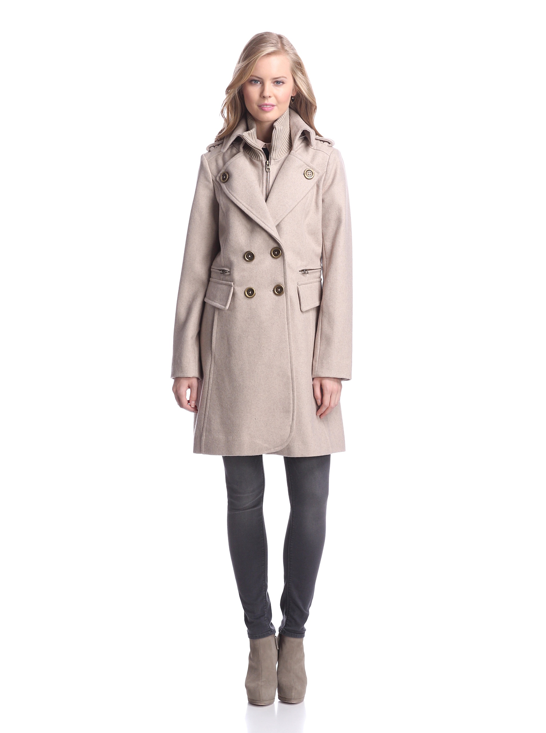 Miss Sixty Women's DB Knit Military Coat