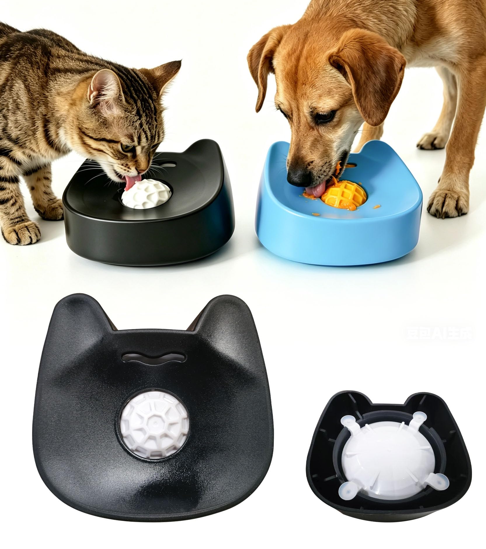 Gamelle à lécher en silicone mangeoire lente avec ventouse antidérapante pour chien et chat