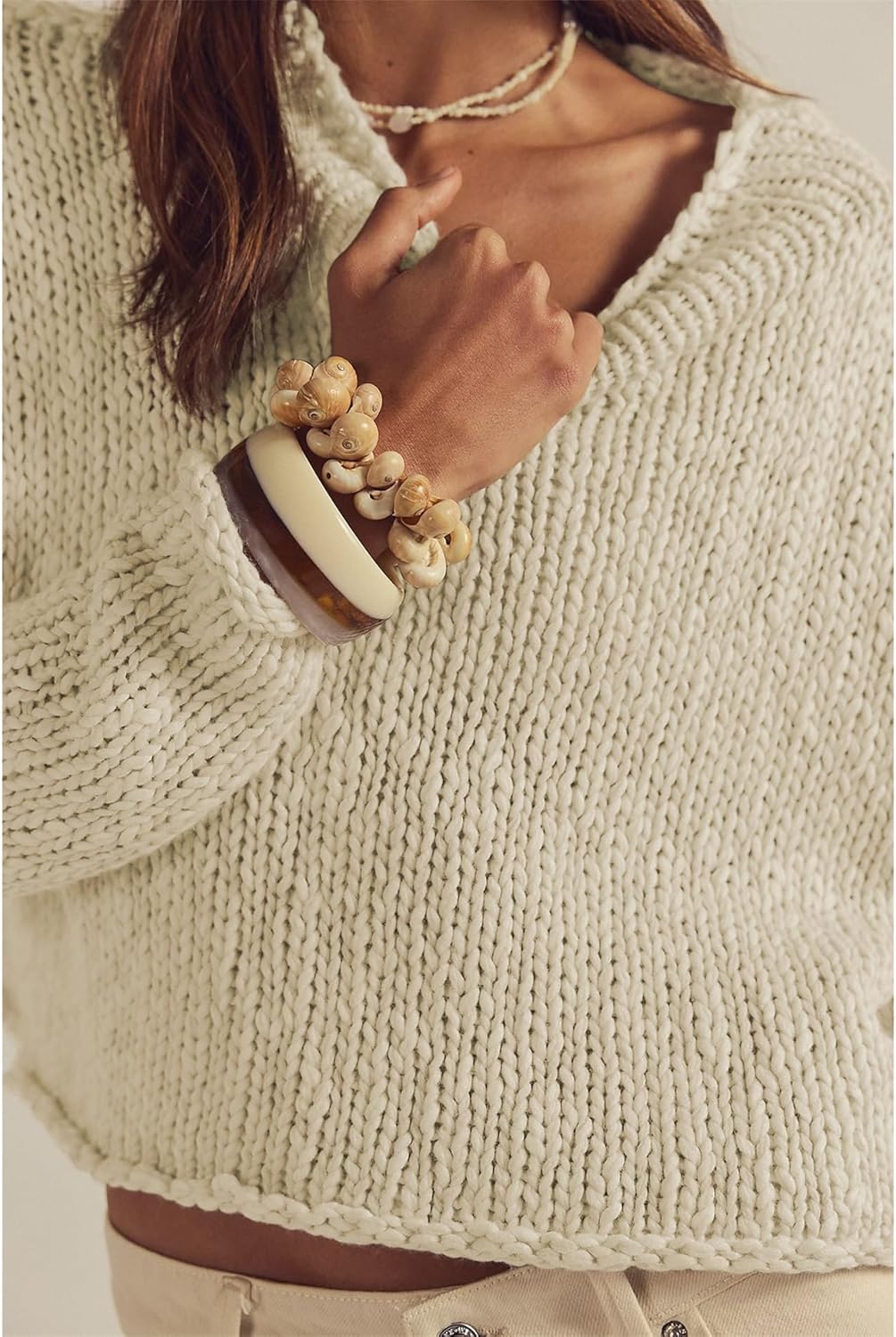 Songling Womens Sweater Oversized Roll Neck Cotton Long Sleeve Casual Soft Chunky Sweaters Crochet Knit Pullover Tops - Image 5