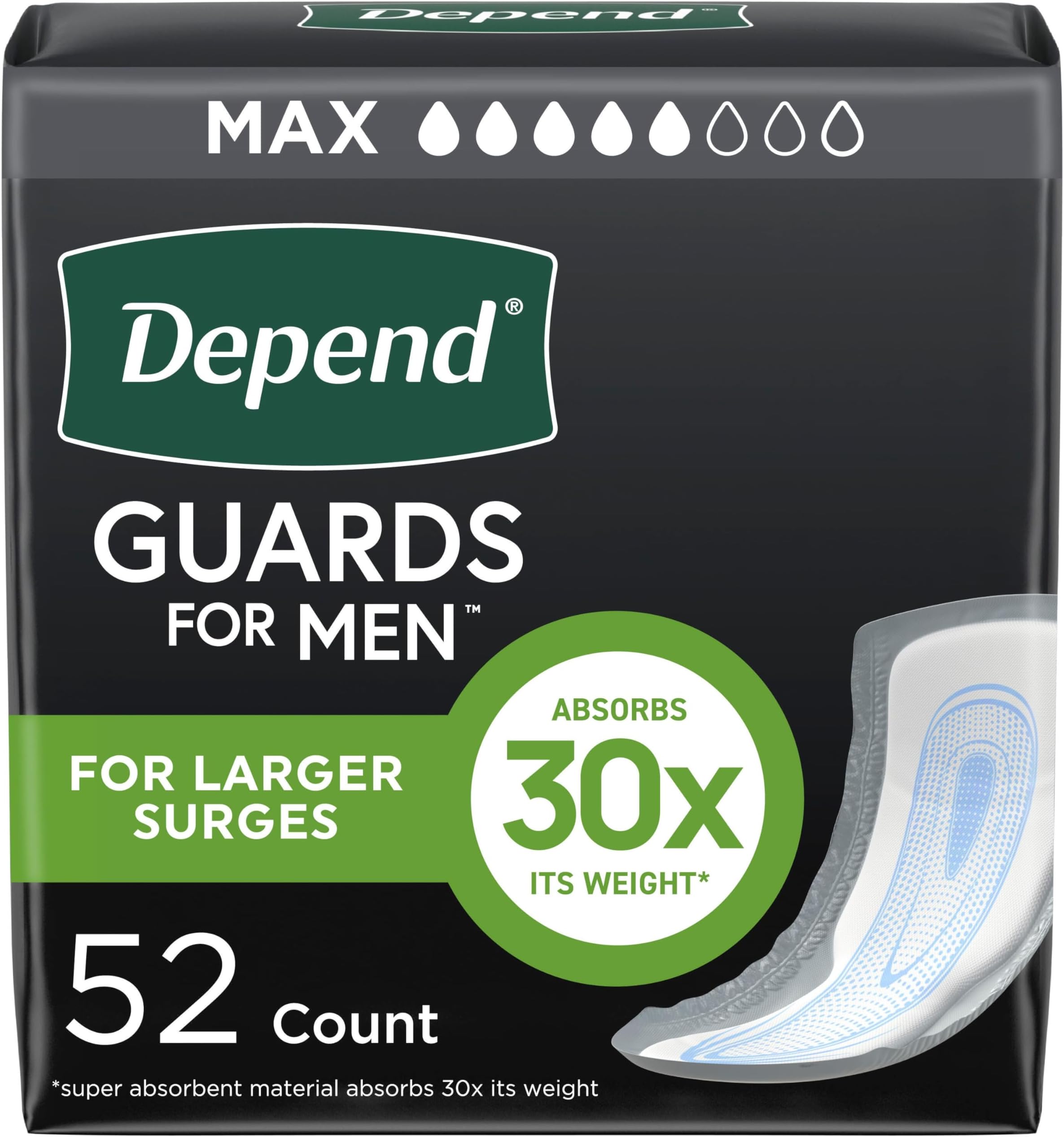 Incontinence Guards for Men, Maximum Absorbency, (Packaging May Vary)
