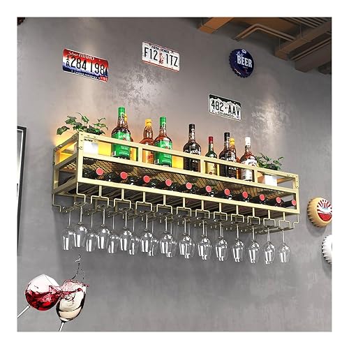 Wine Rack Bar Shelves Wall Mounted with Wine Glass Holder