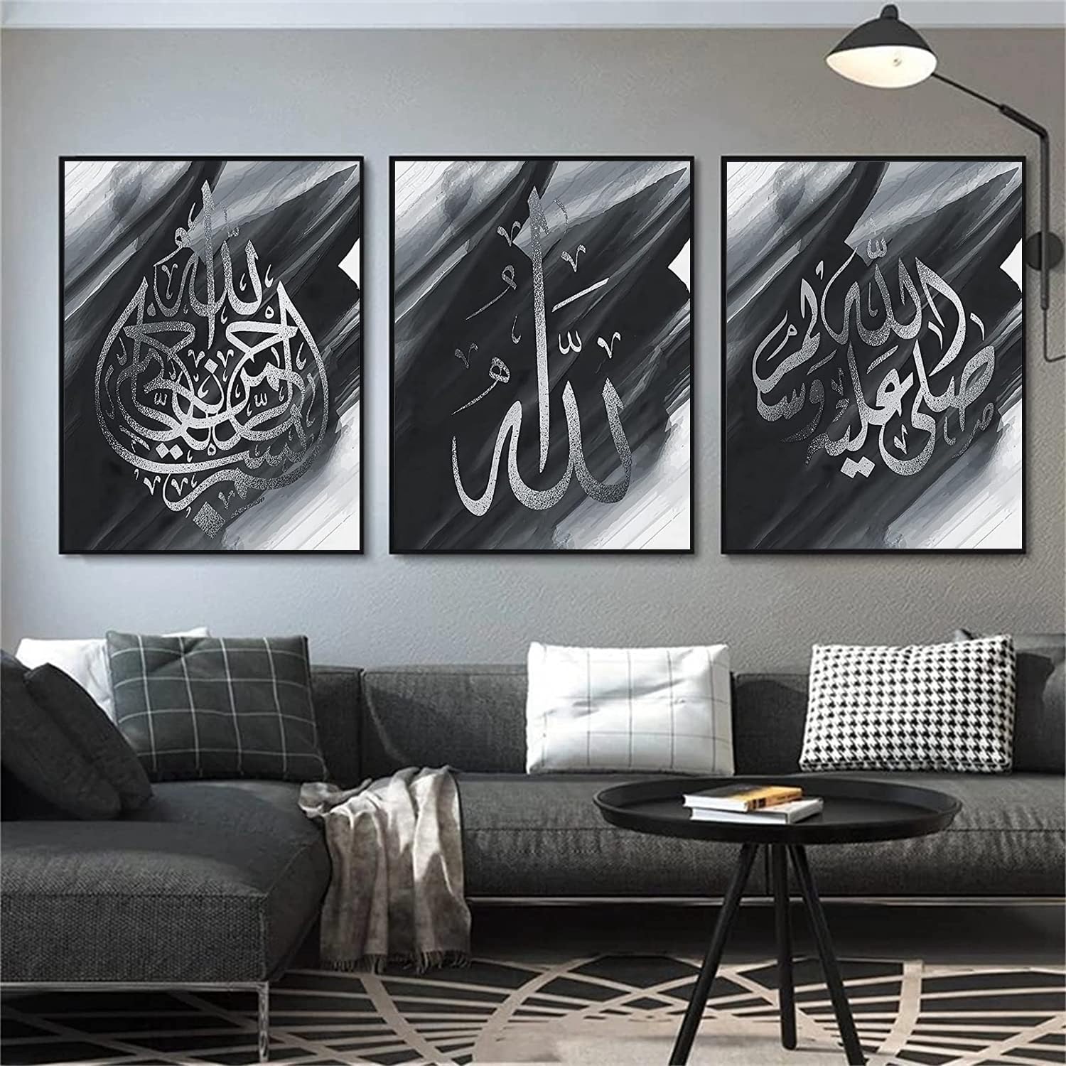 QPLGTU Islamic Art Canvas - Arabic Poster Set, Marble Style 3, 60x90cm (Living Room & Bedroom, Frameless) - Image 2