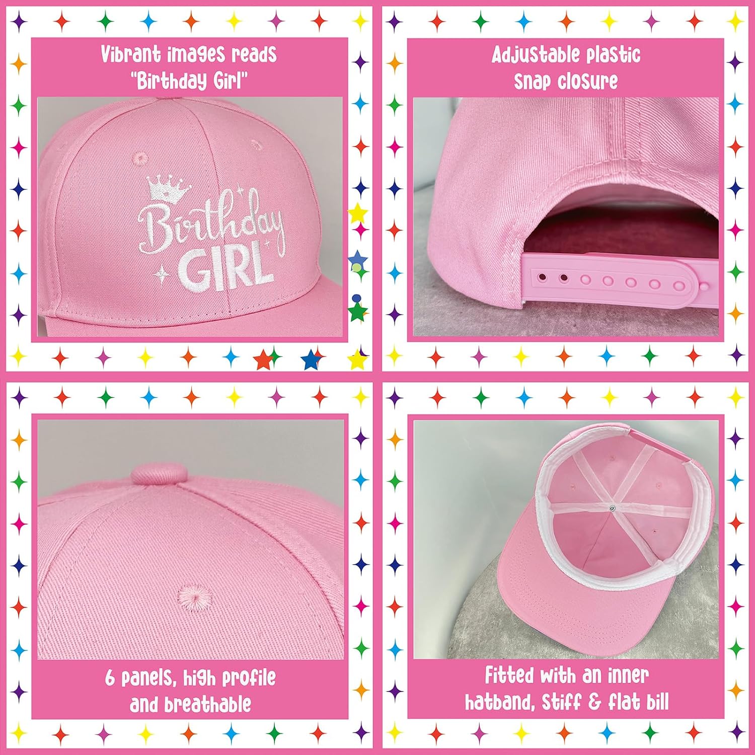 ZomefinKiu 7th Birthday Party Favors for Girls - Badge Button, Pink Hat,Decorations for 7 Year Old Girl's Outfit