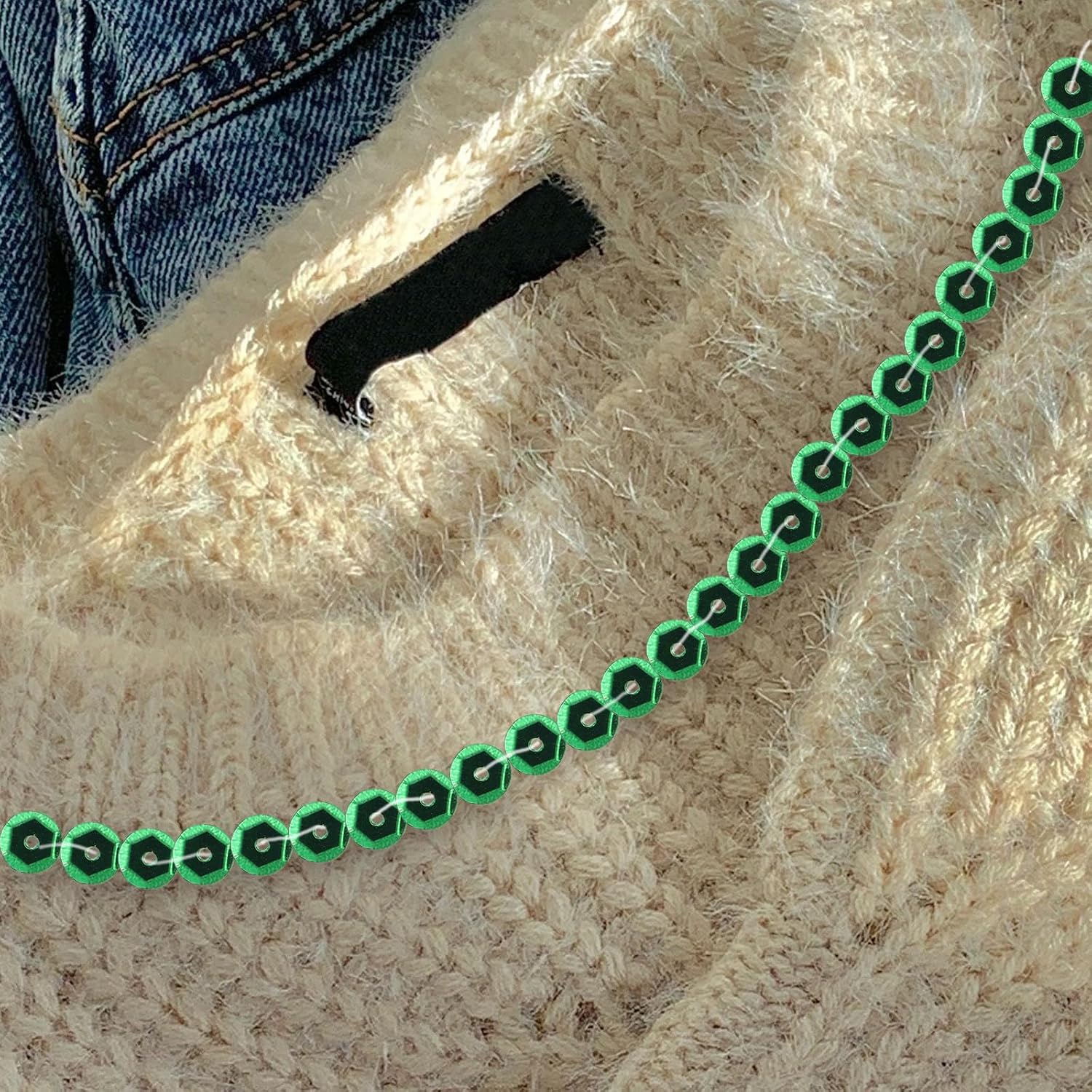 Green Loose Sequins for DIY Sewing Projects on Clothing Shoes