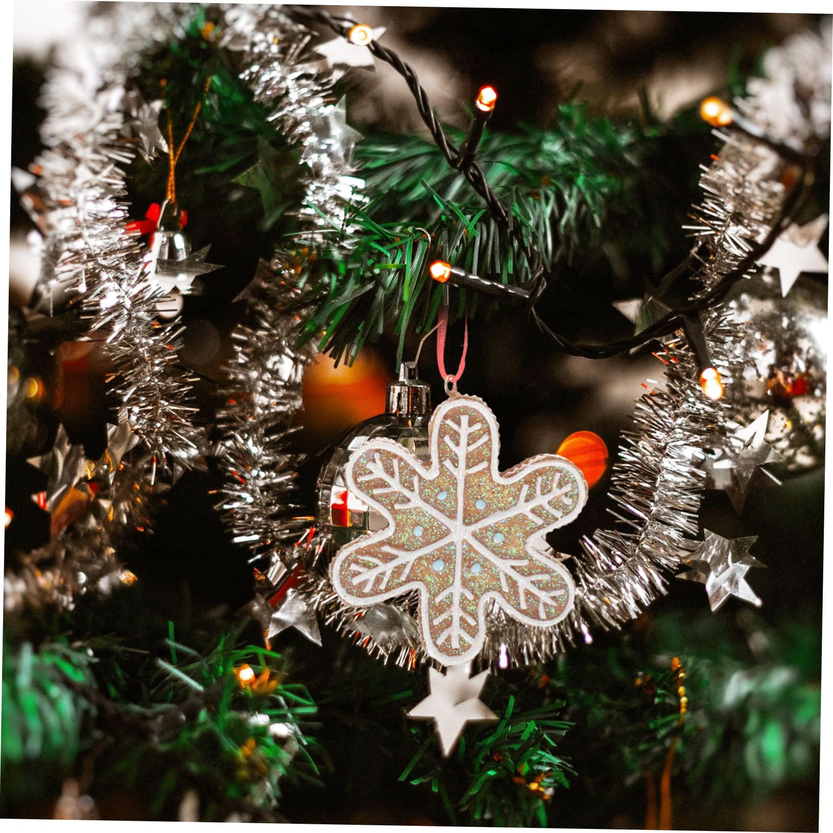 Ciieeo 4 Stück Christbaumschmuck hängendes Weihnachtsbaum-Schneeflocke-Anhänger weihnachtsdeko Weihnachts anhänger Weihnachtsbaum-Anhänger weihnachtliche hängende dekore Harz