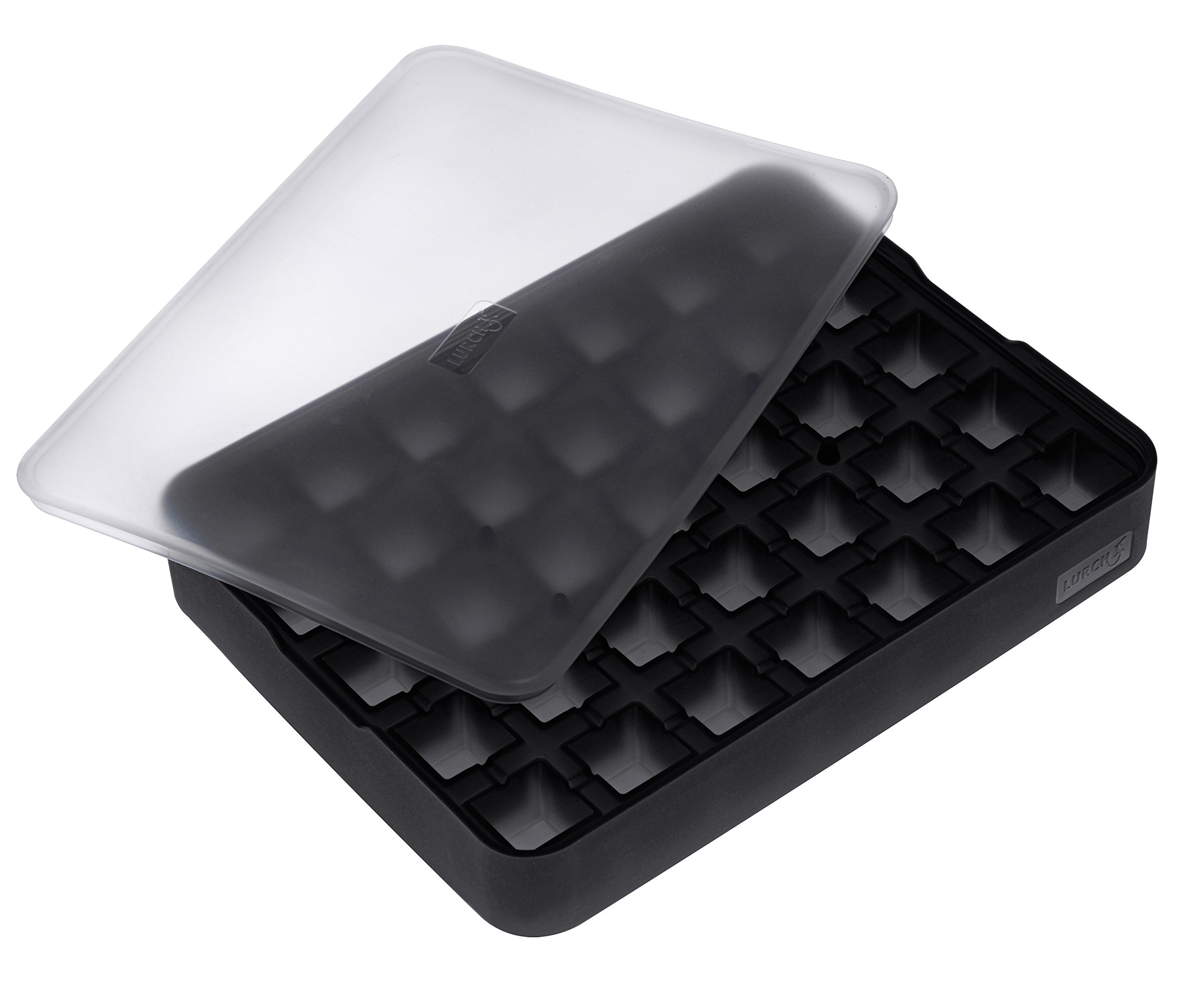 Lurch 240700 - Stampo per ghiaccio "Cubes", in 100% silicone platino senza BPA, con coperchio per 12 cubetti di ghiaccio (2 x 2 cm), colore: Nero