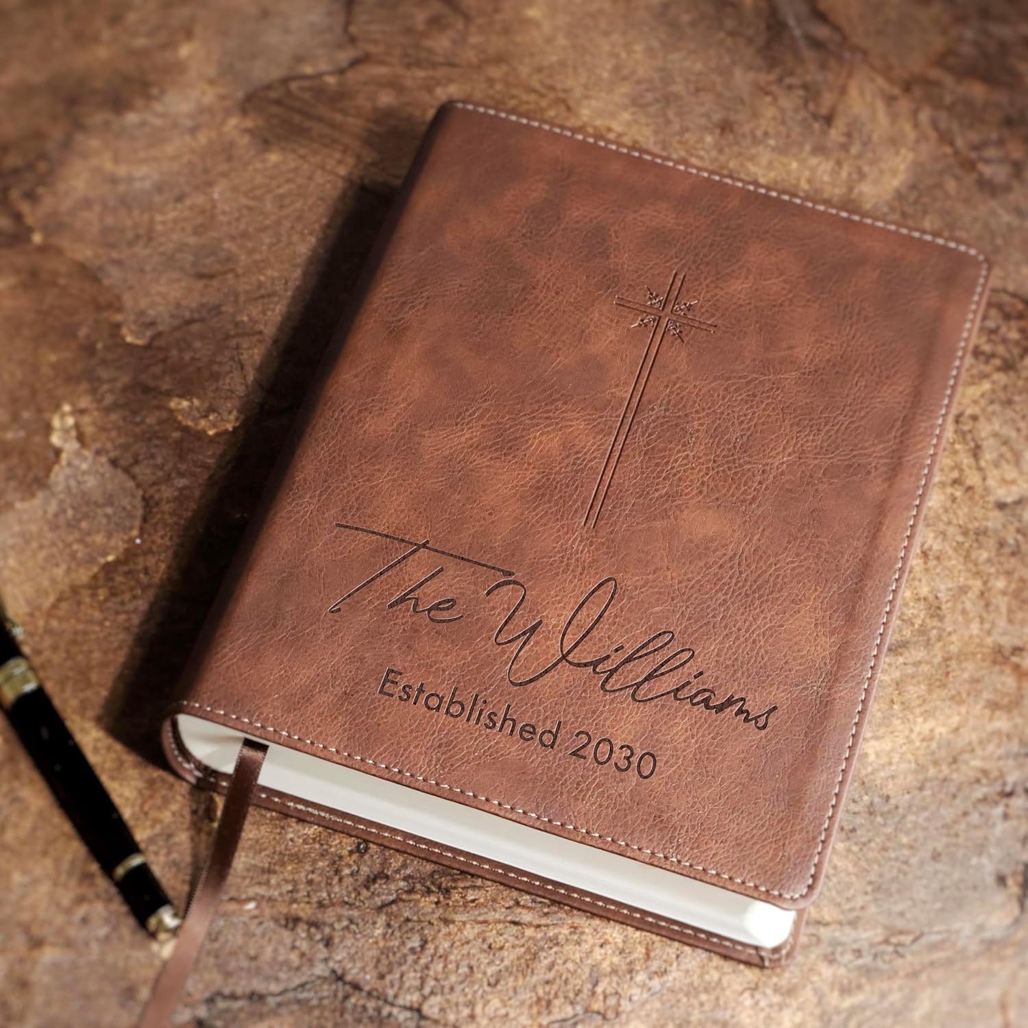 K&K Arts Personalized Wedding Bible Guest Book, Engraved NIV Journaling Bible, Christian Wedding Gift, Bridal Shower Gift, Family Bible Keepsake