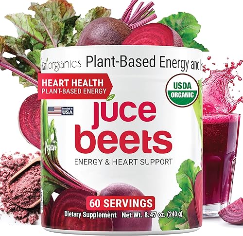 JUCE Beet Superfood en polvo hecho con remolacha orgánica 100% pura, suplemento de óxido nítrico totalmente natural, sin gluten, sin soja, vegano,