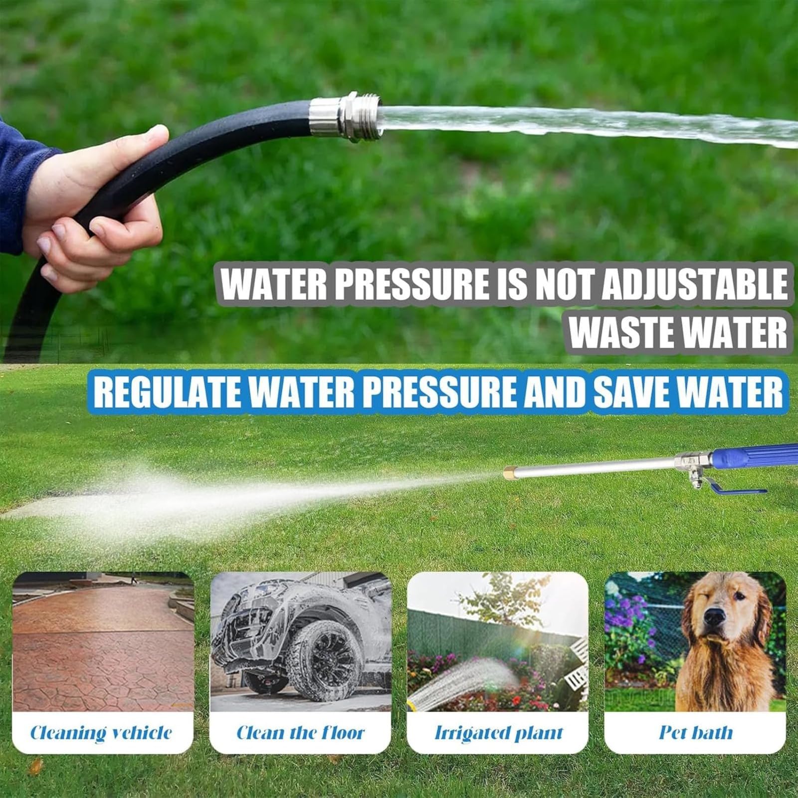 Jethose Pressure Washer,Jet Hose Water Pressure,2 in1 High Pressure Power Washer with 2 Nozzles and Quick Connect for Cars, Patios, Fences, Windows (Blue) — view 4