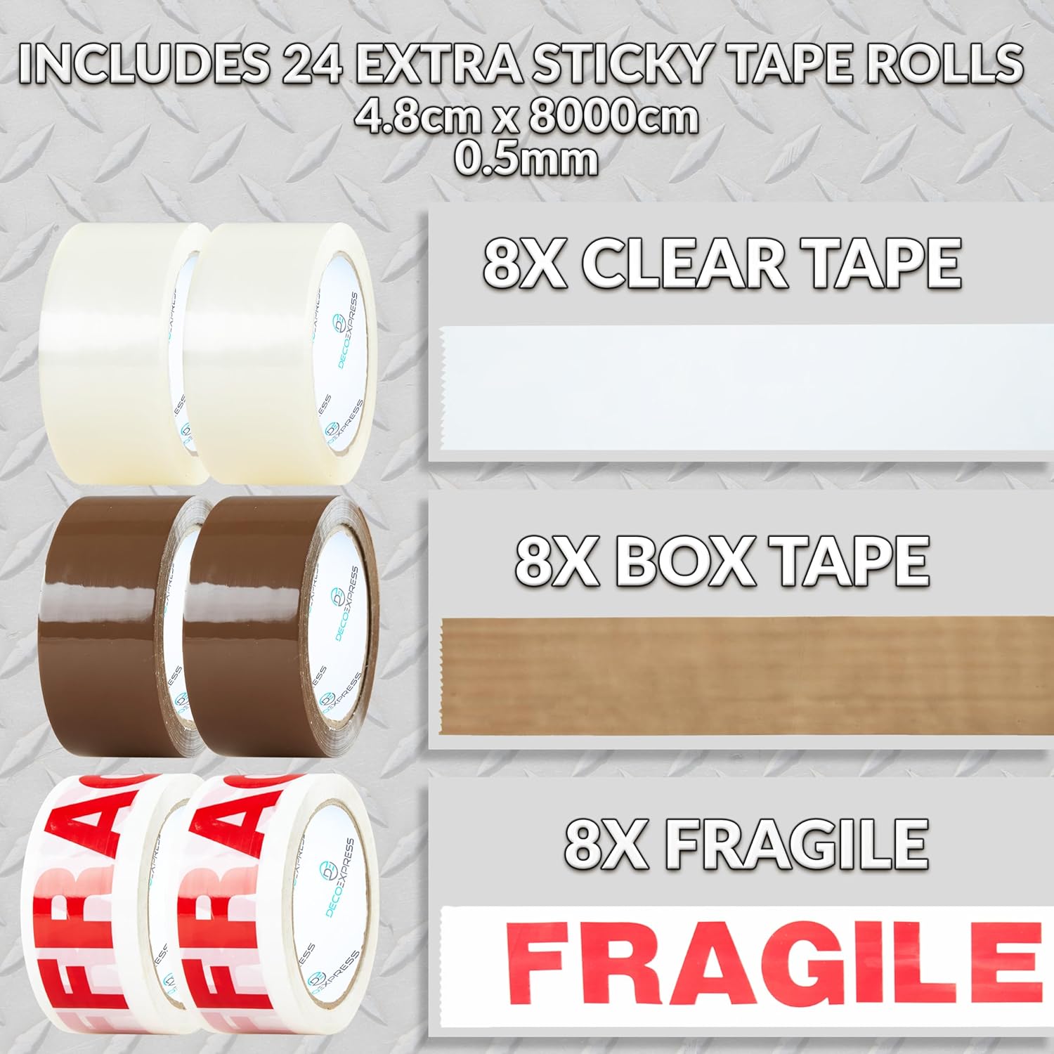 Packaging Tape Dispenser and 6 Rolls Packaging Tape for Packing Boxes Moving House Essentials (Dispenser Mixed, 4 Pack)