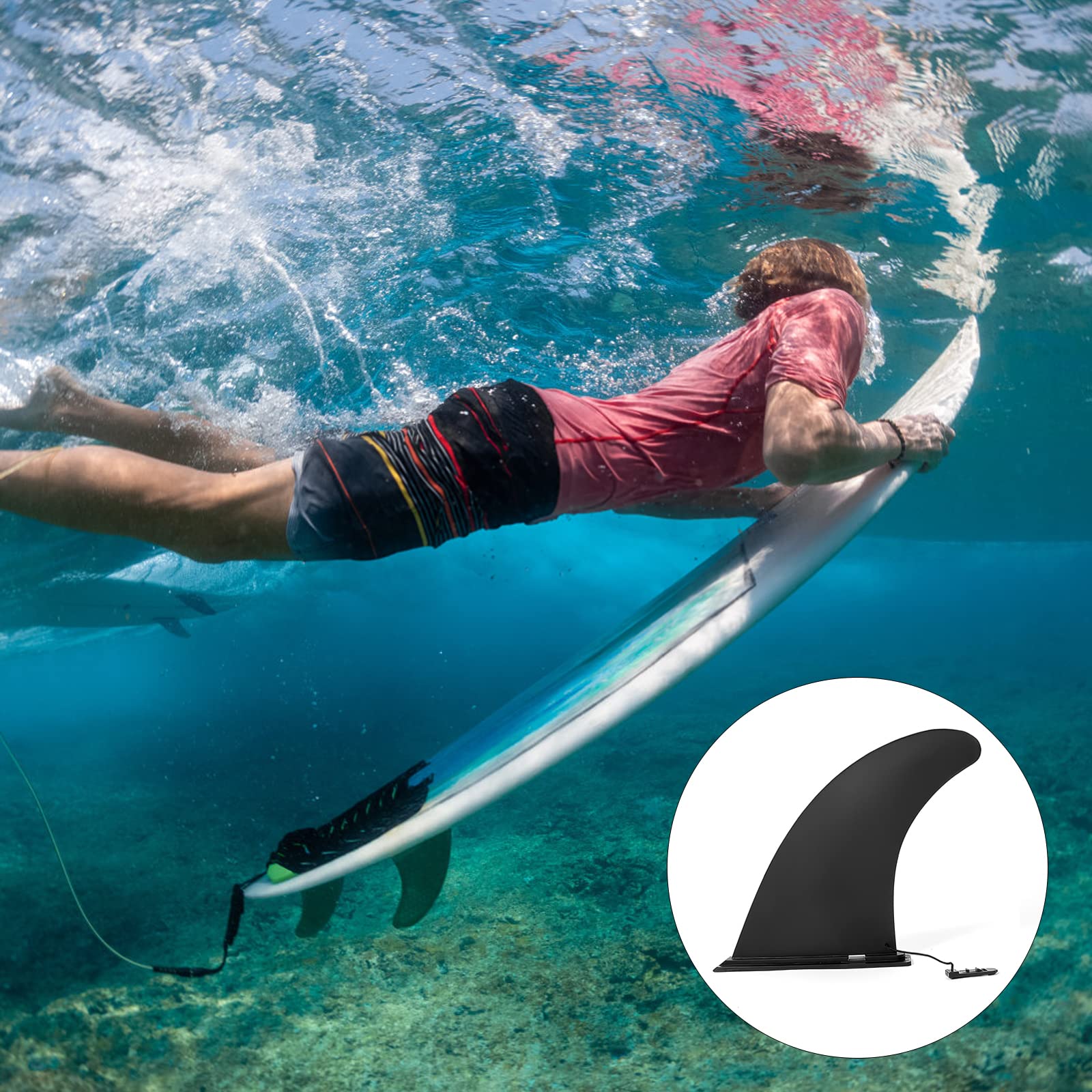 APOMOONS Removible Universal Quilla Paddle Surf, 9 Pulgadas Reforzado Aleta Paddle Surf Sup Fin Accesorios Paddle Surf para Longboard Surf, Paddle Board Inflable, Foam Surfboard, Kayak Hinchable