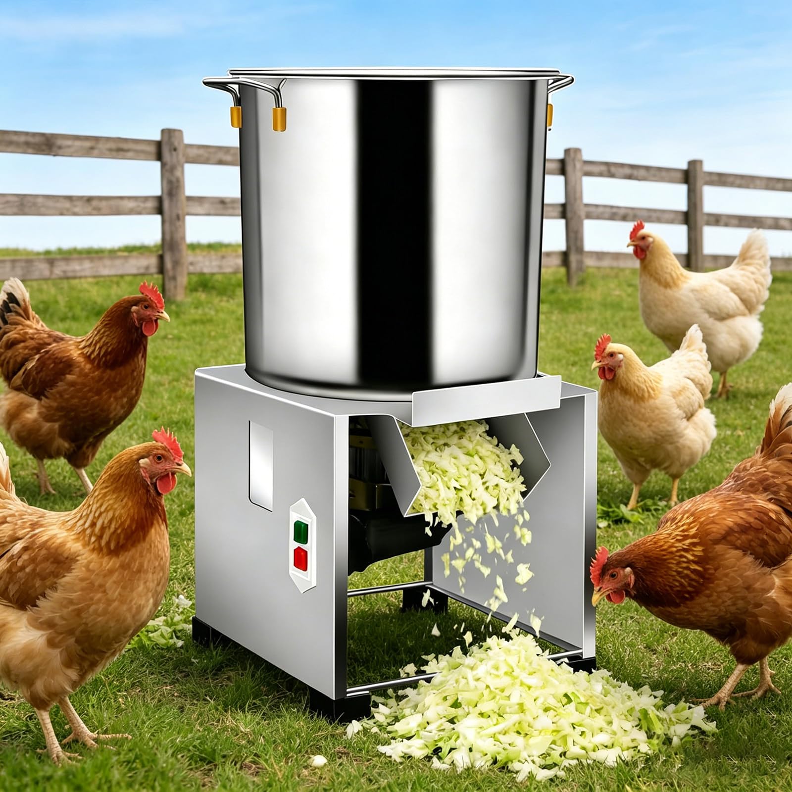 RoyceBee Small Household Poultry Feed Processor with 4 Blades, 3500 RPM ，50–120kg/h Output，Stainless Steel, for Farms, Livestock Breeding, Pastures
