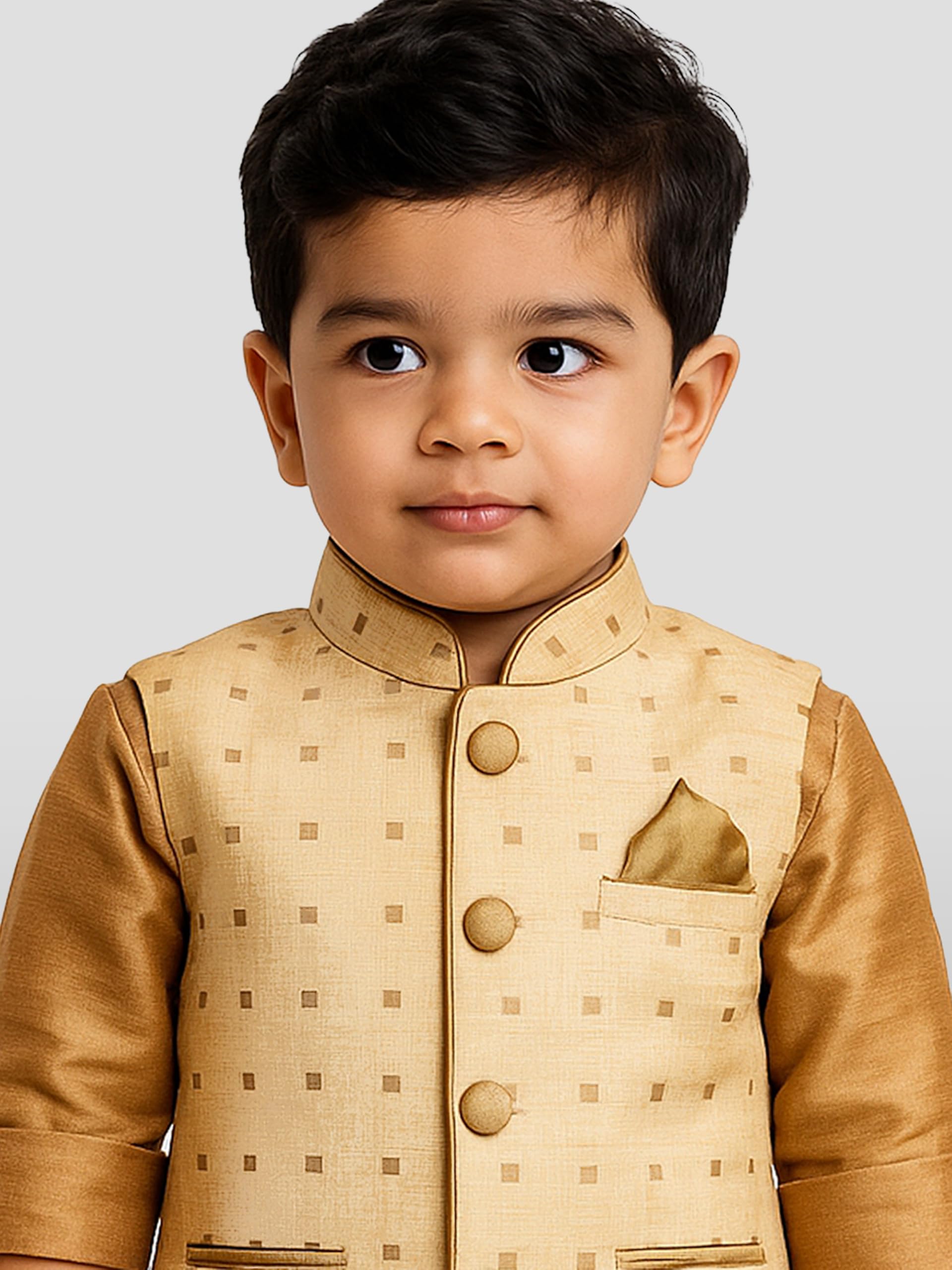 JBN Creation Boys' Gold Silk Blend Nehru Jacket_VASBJ009GO_30