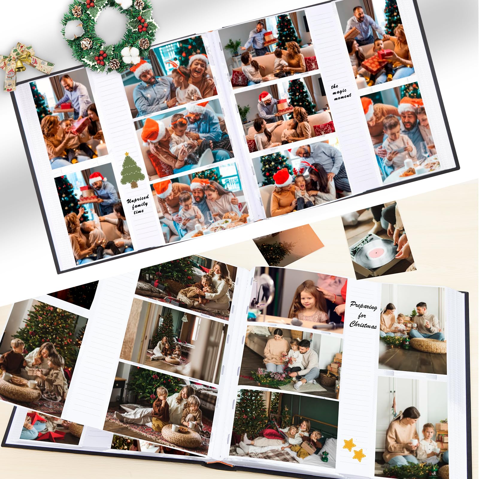Álbum de fotos de 10 x 15 cm, 450 fotos con superficie de escritura, 10 x 15 cm, cubierta de lino con ventana frontal, 4 x 6, 450 fotos, 4 x 6, álbum de fotos, libro para bodas, niños, viajes, familia