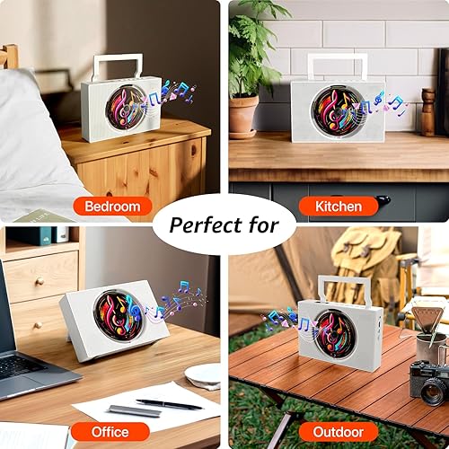 Miniatura 6 de Reproductor de CD portátil Boombox con Bluetooth - Reproductor de CD recargable con radio FM, USB, AUX, control remoto - Sistema de sonido estéreo