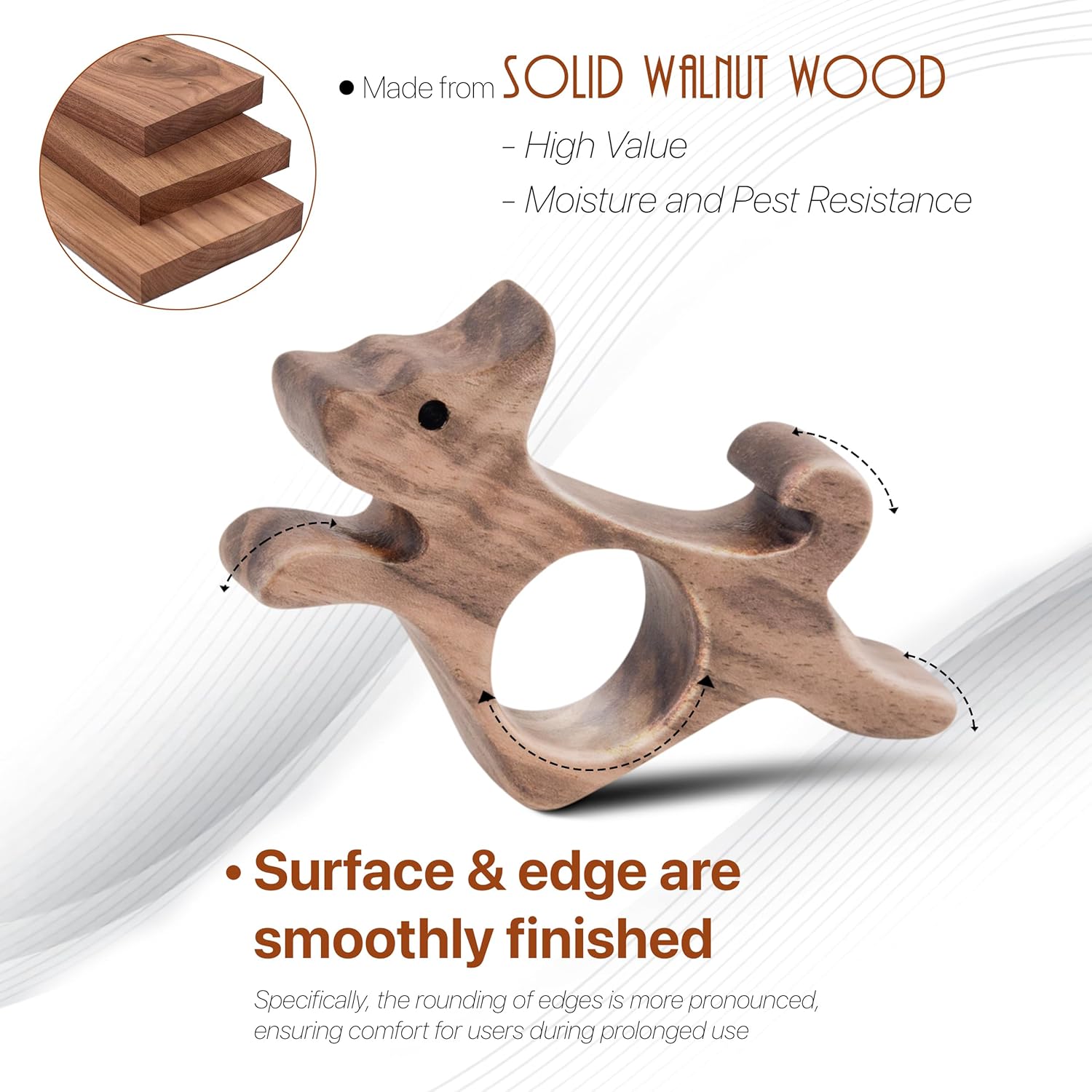 Walnut Dog Book Page Holder, Smooth Finish Wood Book Holder for Reading, Ideal Book Reader Gifts, Book Worm Gifts for Women, Thumb Book Page Holder - for Book Lovers & Literary Gifts (Mini) - Image 3