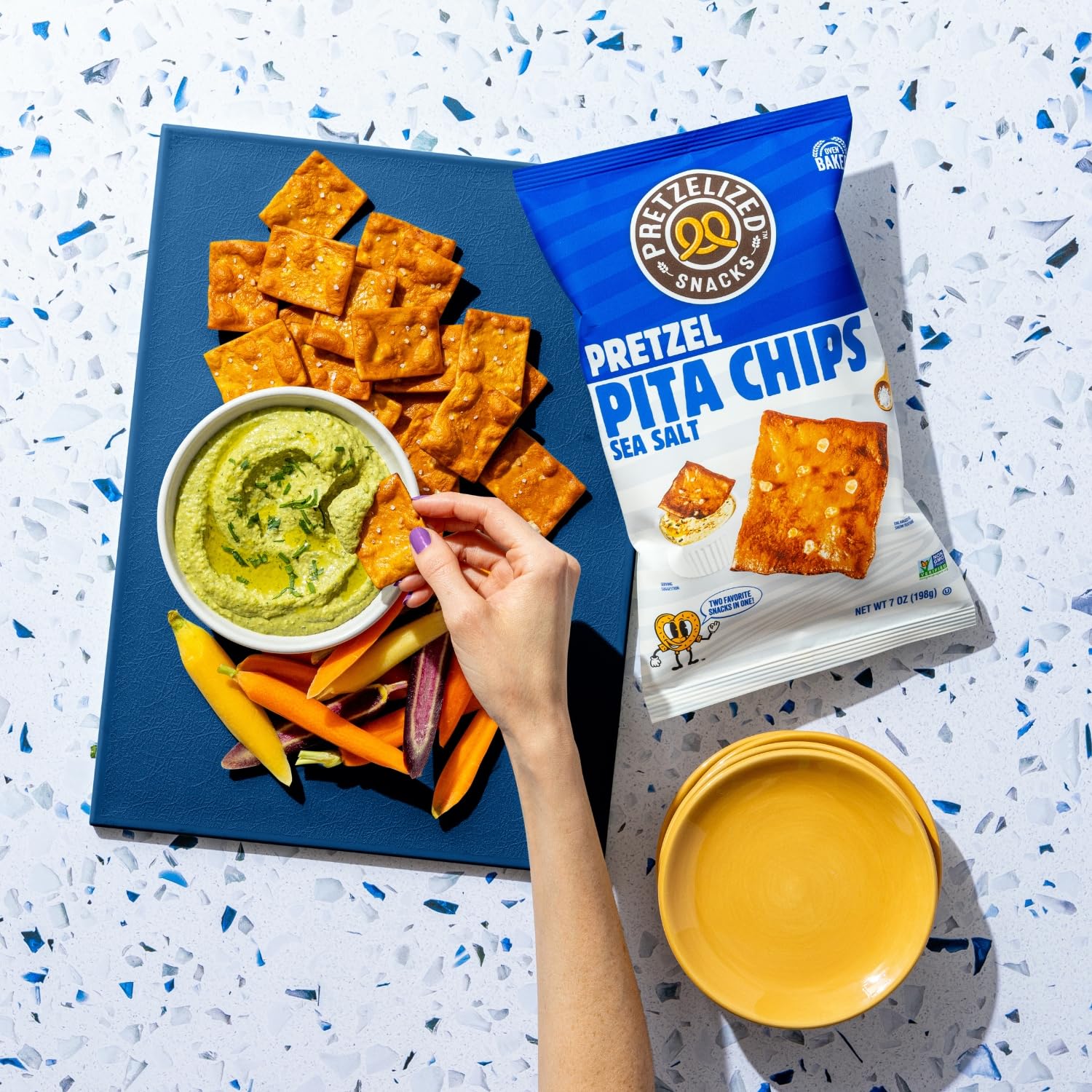 PRETZELIZED SNACKS PRETZELIZED Pretzel Pita Chips, Variety Pack, Sea Salt, Everything, Buffalo, 7oz Bag (Pack of 3)