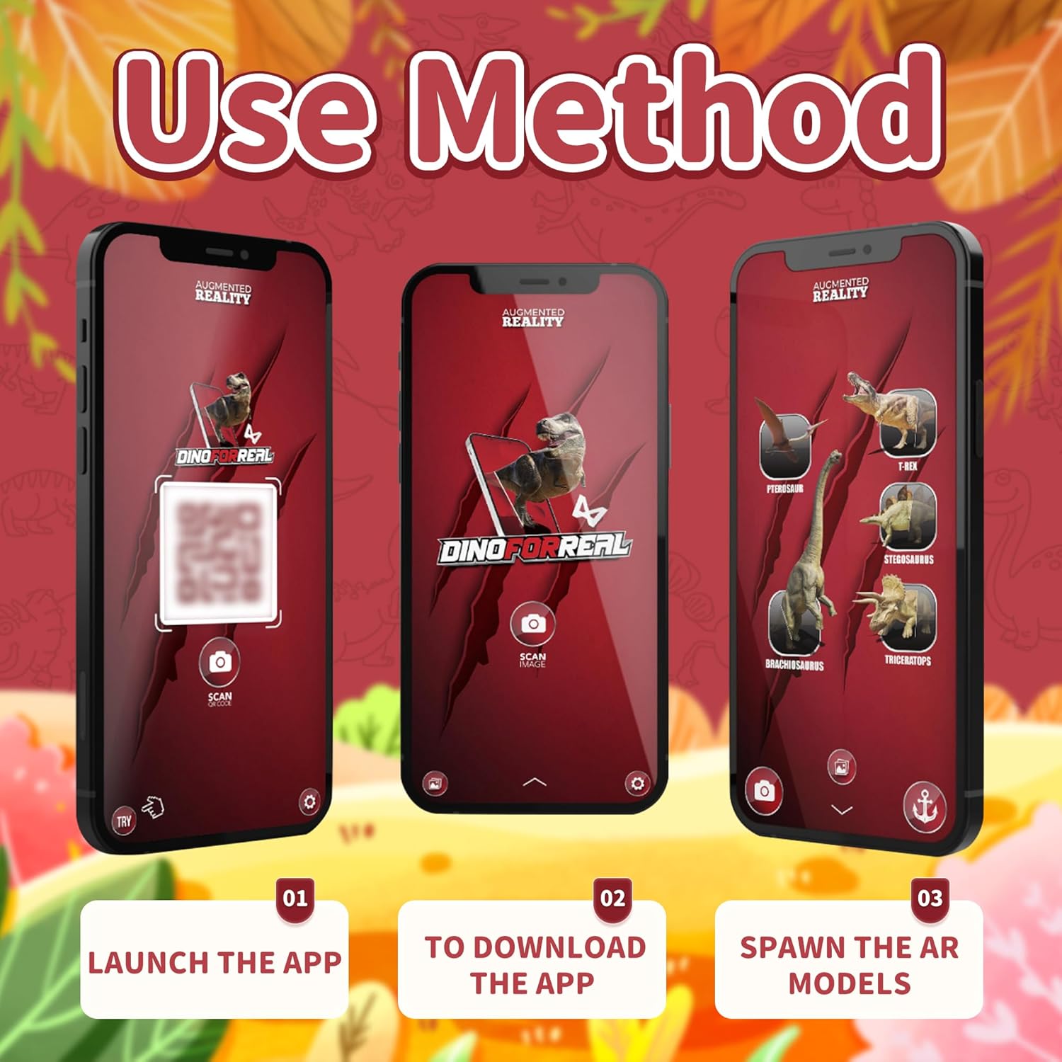 MINDNOOK 3D Dinosaur Augmented Reality (AR) Cards with Free App, 5 in 1 Interactive STEM Learning Games for Kids Ages 3+, Educational Toys for Home & School, Works on Phones & Tablets