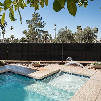 E&K Sunrise 6' x 12' Privacy Fence Screen with Grommets, Outdoor Windscreen Fence Covering Privacy Screen UV Blockage for Backyard Garden Patio, Zip Ties Included (Black)