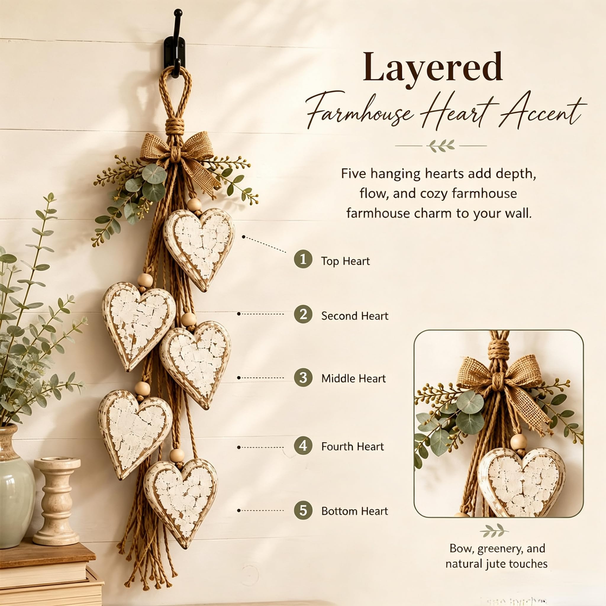 Decorazione da parete a cuore – rustica da appendere in fattoria