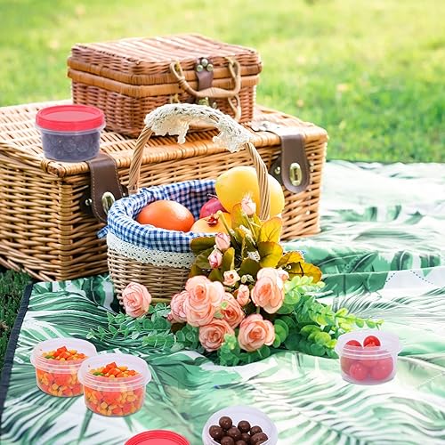 Miniatura 7 de Paquete de 15 recipientes pequeños de plástico con tapas, recipientes de almacenamiento de alimentos de 8 onzas, recipientes reutilizables para