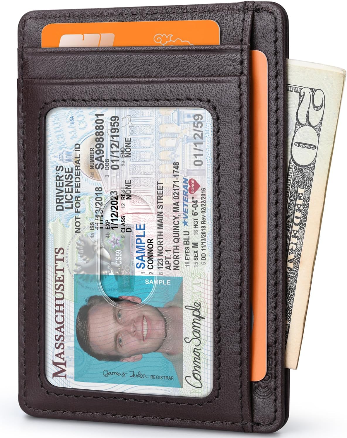 Buffway Slim Wallet for Men Women Minimalist Small Leather Front Pocket Wallets with RFID Blocking and Gifts Box - Bassa Chocolate - Image 2