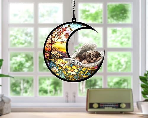 Miniatura 116 de Chow Chow Dog Memorial Suncatcher, adorno de Navidad Chow Chow con nombre, atrapador de pérdida de mascotas, regalos para los amantes de los perros