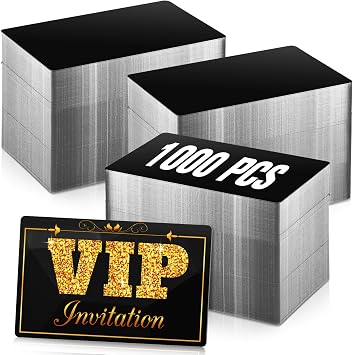 Tandefio 1000 Pcs Metal Business Card Blanks Bulk Aluminum, Black | Business Card 3.38 x 2.12" for Customize Office Name Tags Laser Engraving CNC Personalized Gift