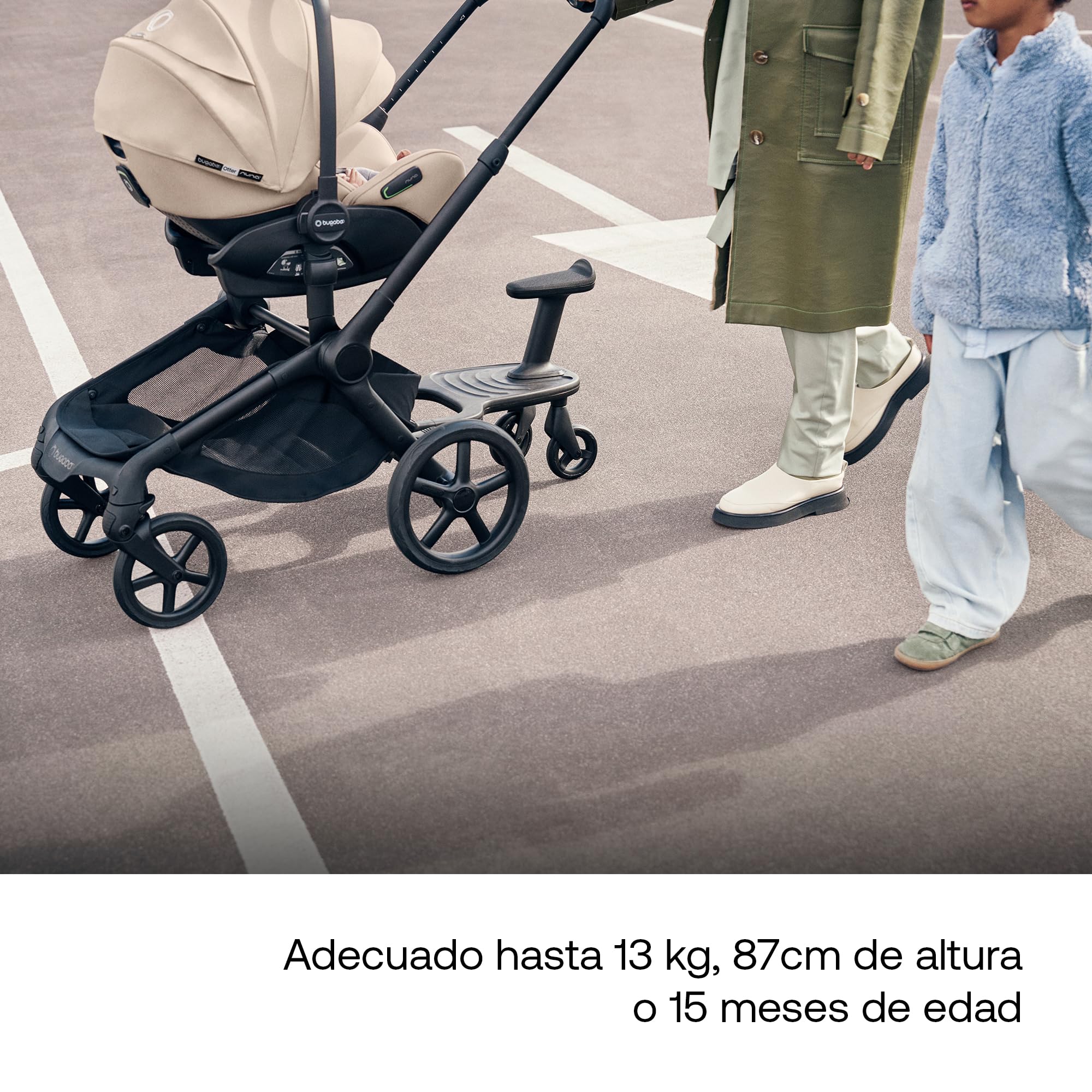 Bugaboo Otter by Nuna - Silla de coche i-Size, compatible con base 361 | reclinable hasta posición horizontal, capota UPF 50+, espuma viscoelástica, para bebés de 0-15 meses, Mineral Washed Black