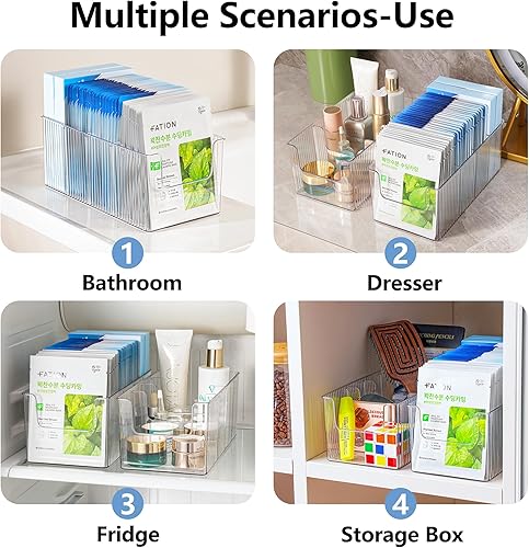 Miniatura 4 de Organizador de maquillaje de plástico transparente con divisores extraíbles, almacenamiento impermeable para encimeras de baño para máscaras de